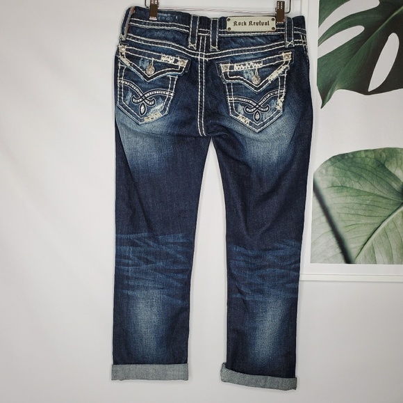 Jean Femme Rock Revival Elaina Bootcut Bleu - Taille 28, Entrejambe 31, 100% Coton, Occasion Très Bon état